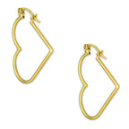 NR14AR046 Arete Arracada Oro Sólido 14K Corazón Liso Diámetro 3 cm