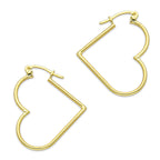 NR14AR047 Arete Arracada Oro Sólido 14K Corazón Liso Diámetro 3.4 cm