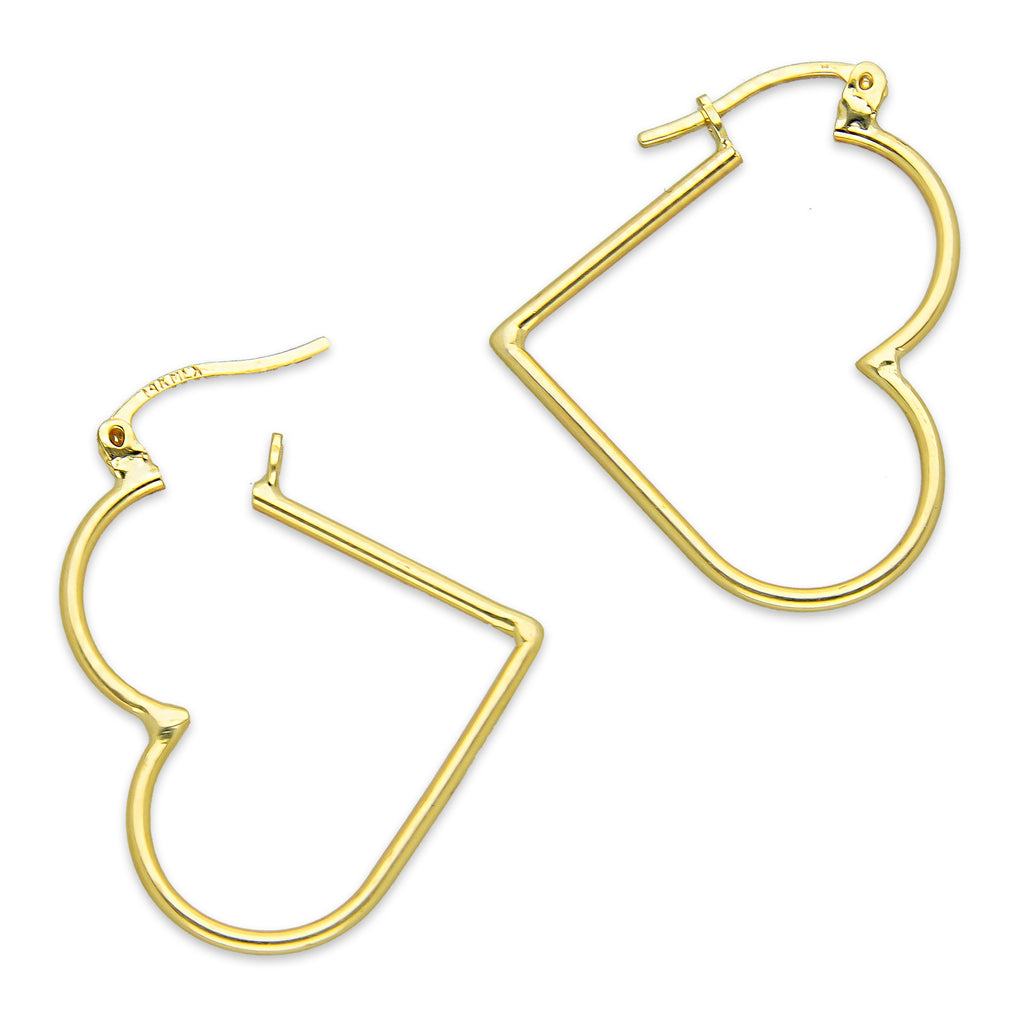NR14AR047 Arete Arracada Oro Sólido 14K Corazón Liso Diámetro 3.4 cm
