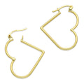 NR14AR047 Arete Arracada Oro Sólido 14K Corazón Liso Diámetro 3.4 cm