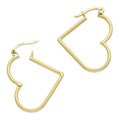 NR14AR047 Arete Arracada Oro Sólido 14K Corazón Liso Diámetro 3.4 cm