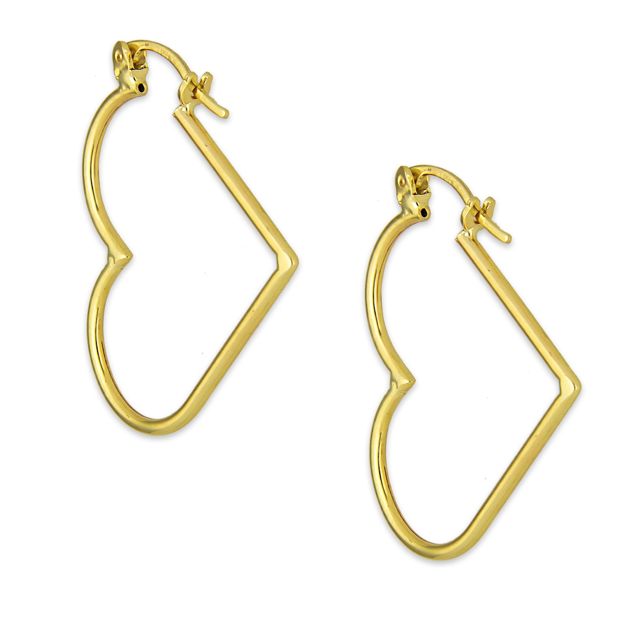 NR14AR047 Arete Arracada Oro Sólido 14K Corazón Liso Diámetro 3.4 cm