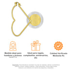NR14AR048 Arete Arracada Oro Sólido 14K Corazón Liso Diámetro 4 cm