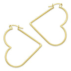 NR14AR048 Arete Arracada Oro Sólido 14K Corazón Liso Diámetro 4 cm