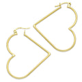 NR14AR048 Arete Arracada Oro Sólido 14K Corazón Liso Diámetro 4 cm
