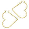 NR14AR048 Arete Arracada Oro Sólido 14K Corazón Liso Diámetro 4 cm
