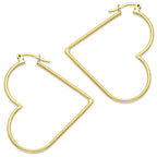 NR14AR049 Arete Arracada Oro Sólido 14K Corazón Liso Diámetro 4.6 cm