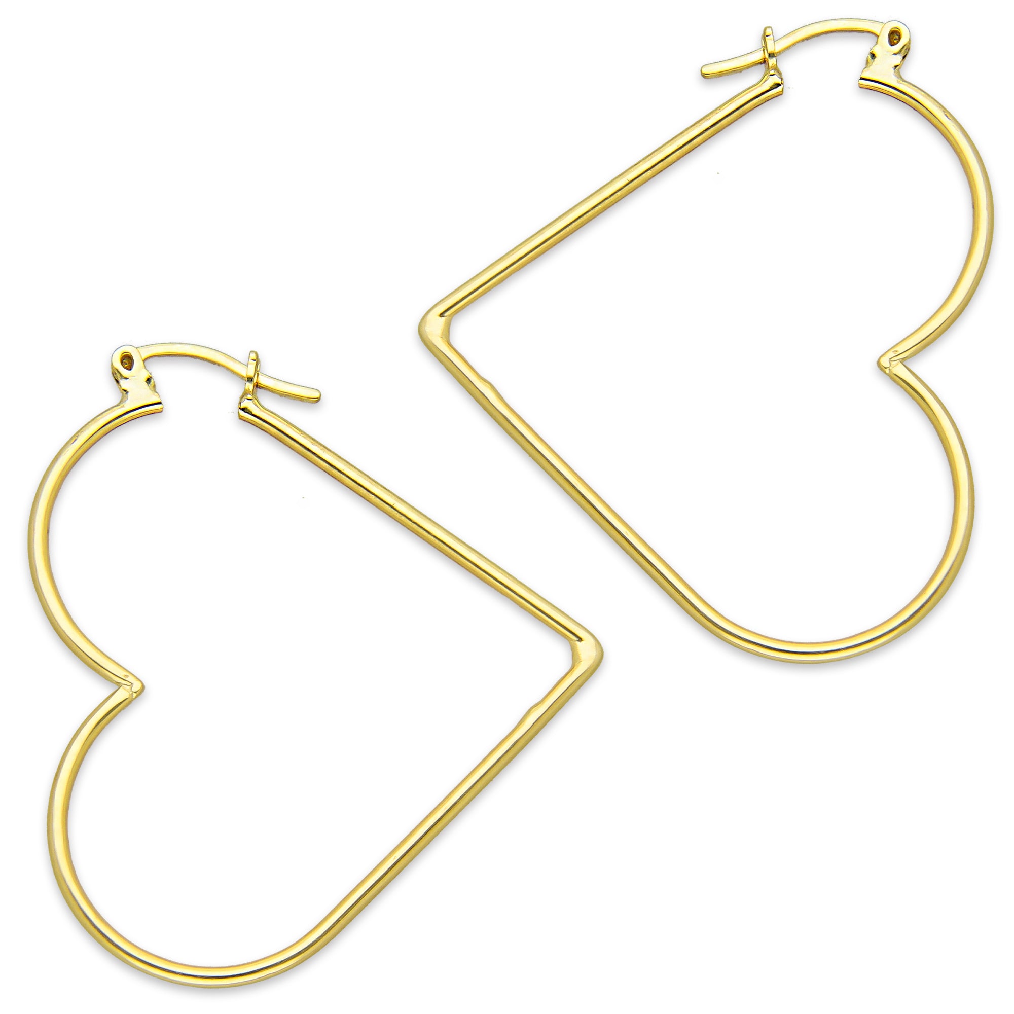 NR14AR049 Arete Arracada Oro Sólido 14K Corazón Liso Diámetro 4.6 cm