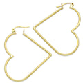 NR14AR049 Arete Arracada Oro Sólido 14K Corazón Liso Diámetro 4.6 cm