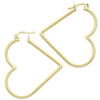 NR14AR049 Arete Arracada Oro Sólido 14K Corazón Liso Diámetro 4.6 cm
