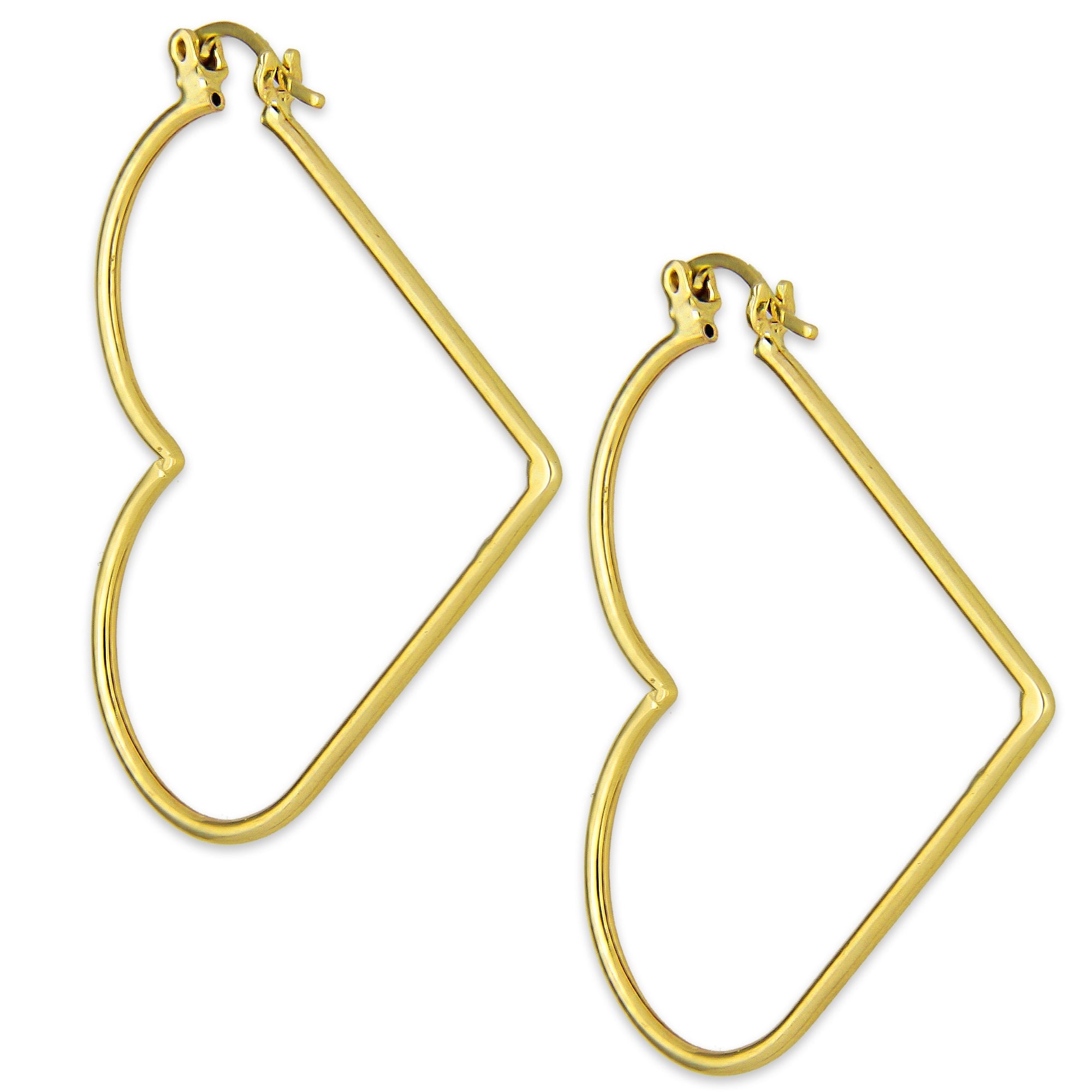 NR14AR049 Arete Arracada Oro Sólido 14K Corazón Liso Diámetro 4.6 cm