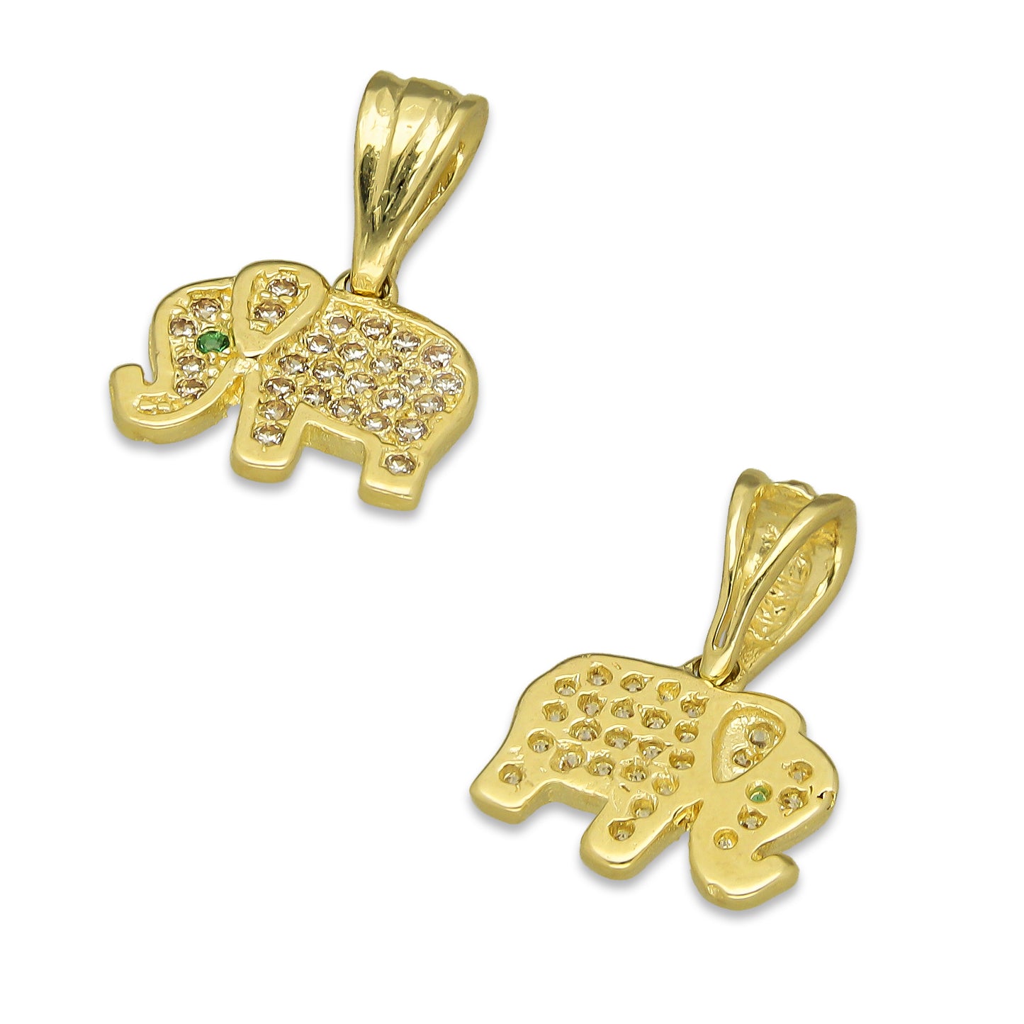 NR14DJ136 Dije Oro Sólido 14K Elefante Mini Bisel 1.1 cm x 1.5 cm