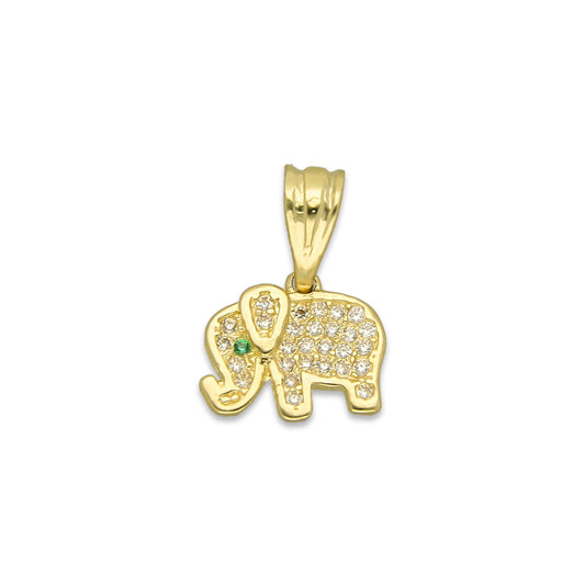 NR14DJ136 Dije Oro Sólido 14K Elefante Mini Bisel 1.1 cm x 1.5 cm