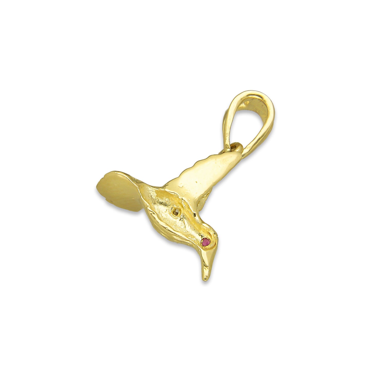 NR14DJ142 Dije Oro Sólido 14K Colibrí Alas Blancas 1.5 cm x 2.1 cm