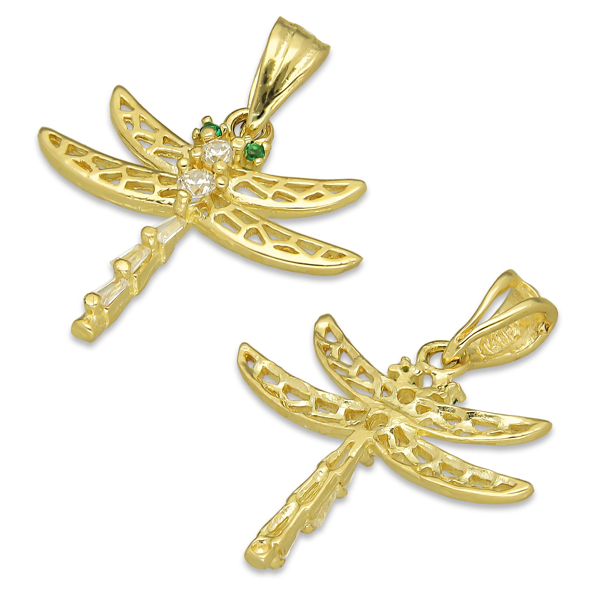 NR14DJ149 Dije Oro Sólido 14K Libélula Alas Caladas 2.2 cm x 2.4 cm