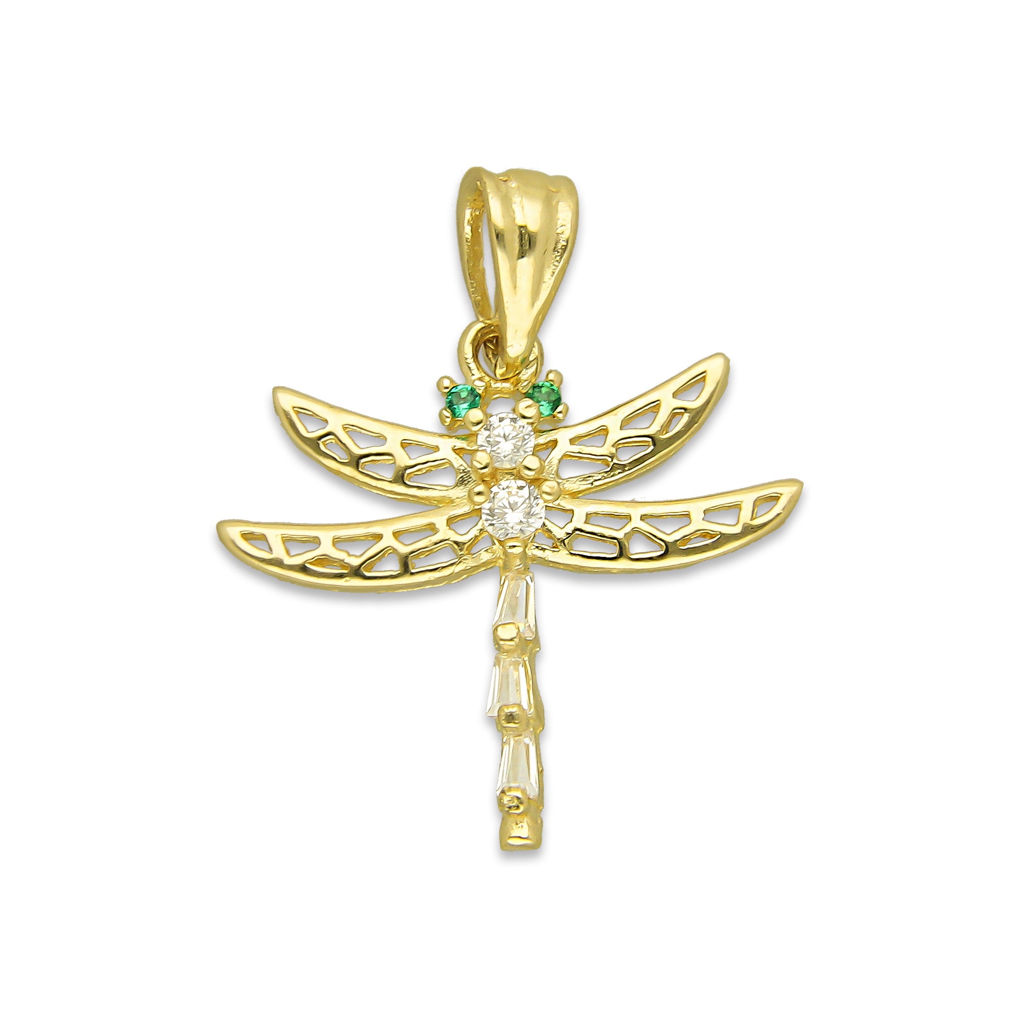 NR14DJ149 Dije Oro Sólido 14K Libélula Alas Caladas 2.2 cm x 2.4 cm