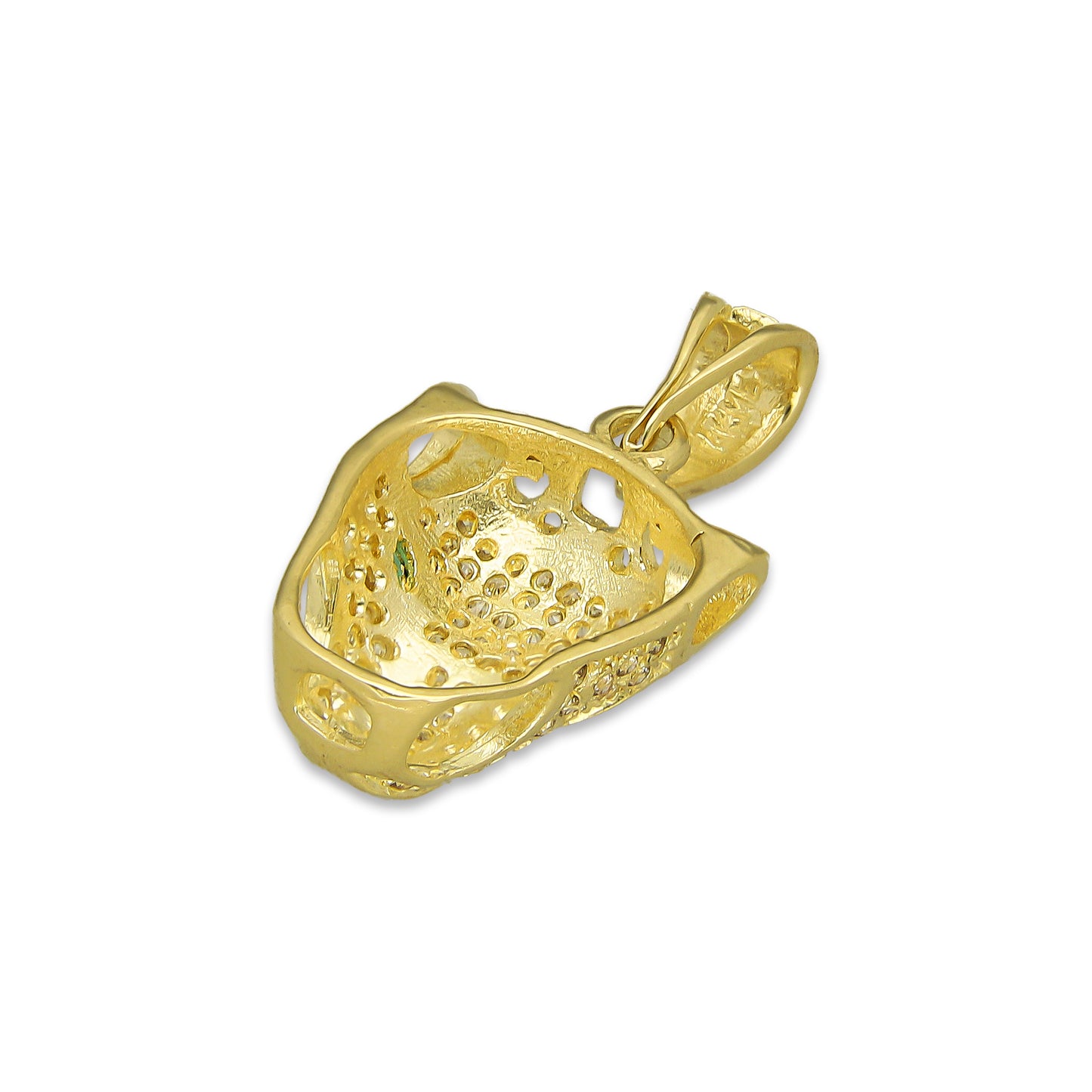 NR14DJ152 Dije Oro Sólido 14K Cara de Pantera Pavé 1.3 cm x 2.5 cm