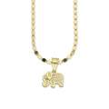 NR14DP039 Cadena Oro Sólido 10K + Dije Oro Sólido 14K Elefante Mini Bisel 1.1 cm x 1.5 cm