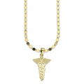 NR14DP062 Cadena Oro Sólido 10K + Dije Oro Sólido 14K Medicina con Zirconias 1.8 cm x 3.3 cm