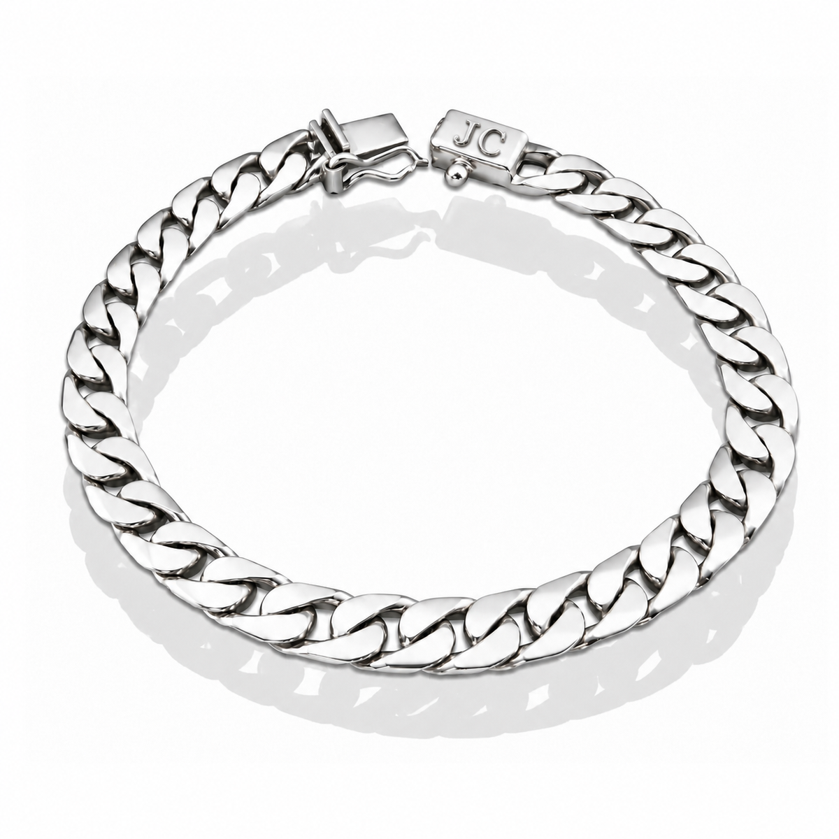 LPPC117-21P Pulsera Personalizada Mod Cubana 7 mm x 21 cm en Plata Ley .925