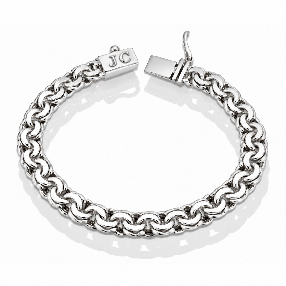 LPPC116-21P Pulsera Personalizada Tejido Chino 8.2 mm x 21 cm en Plata Ley .925