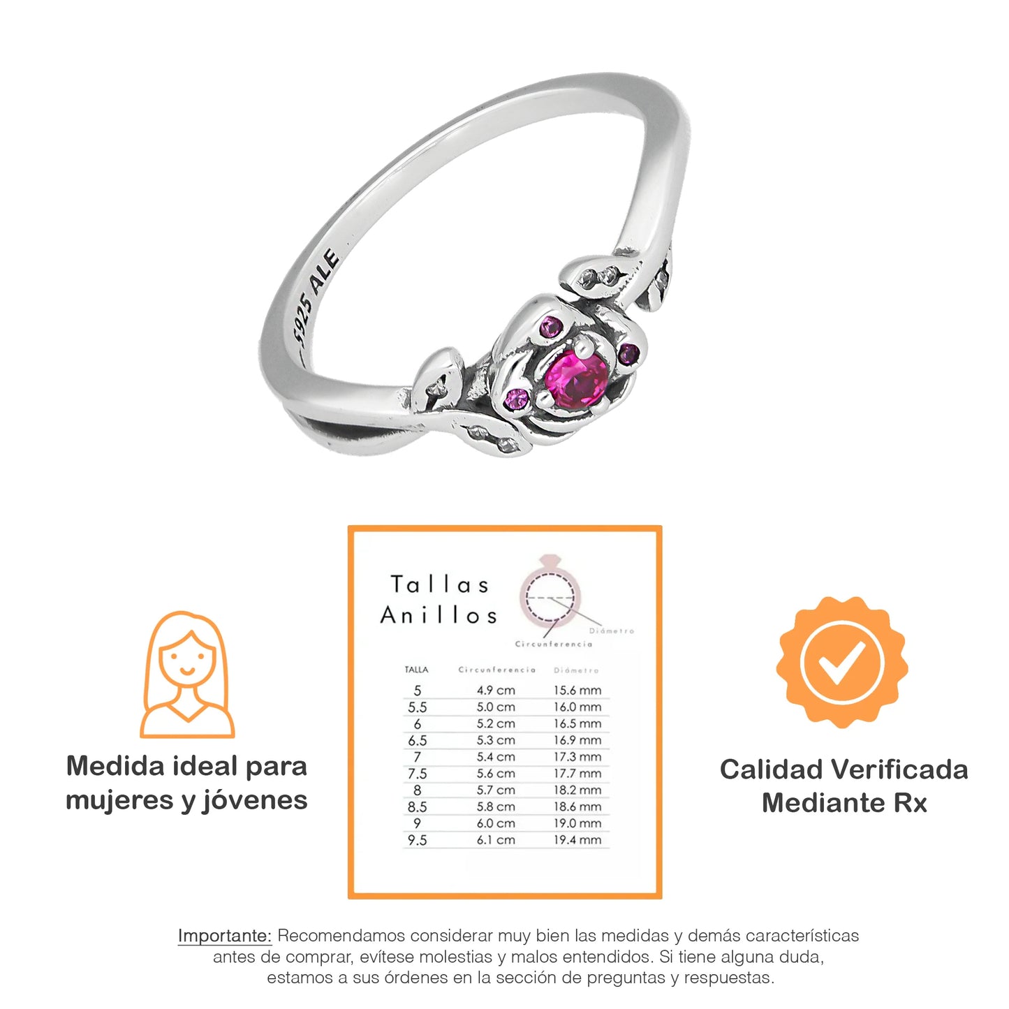 TMPAD002 Anillo Pand Princesas Bella en Plata Fina .925