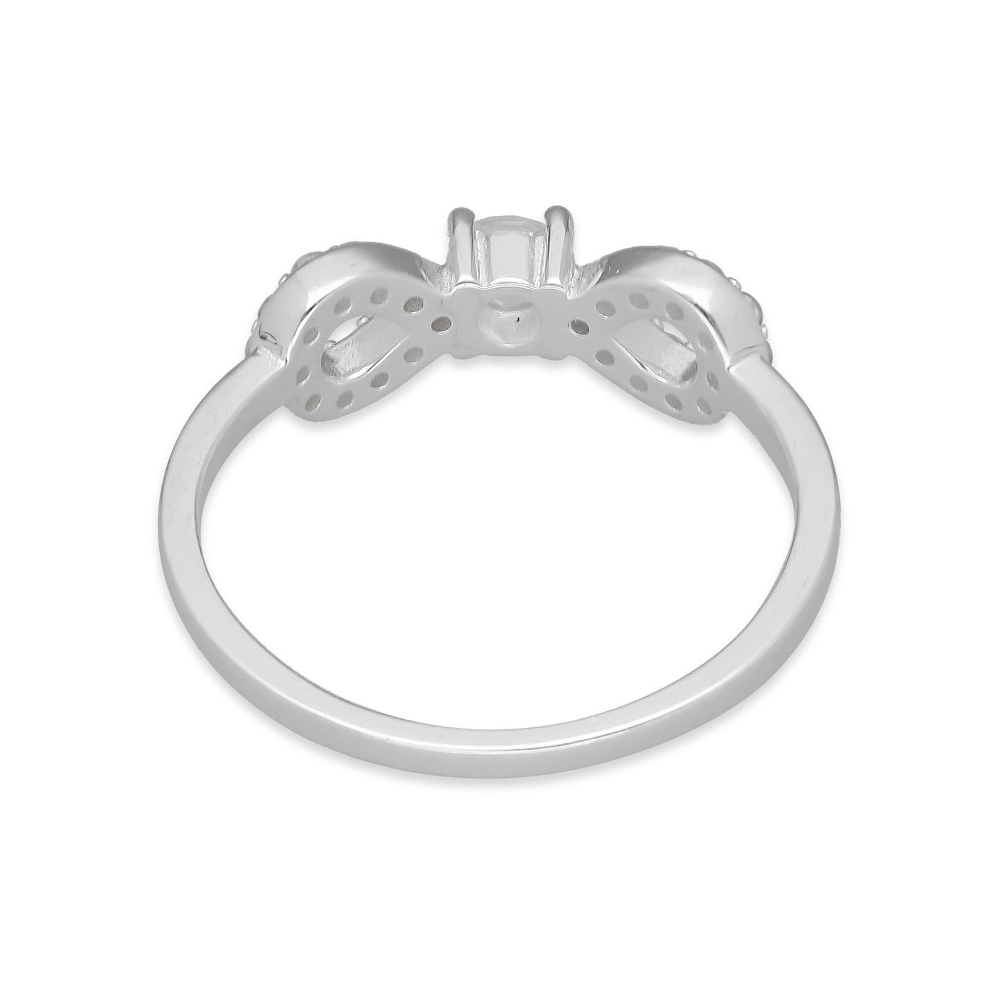 TMPAD008 Anillo de Infinito con Zirconia al Centro en Plata Fina.925