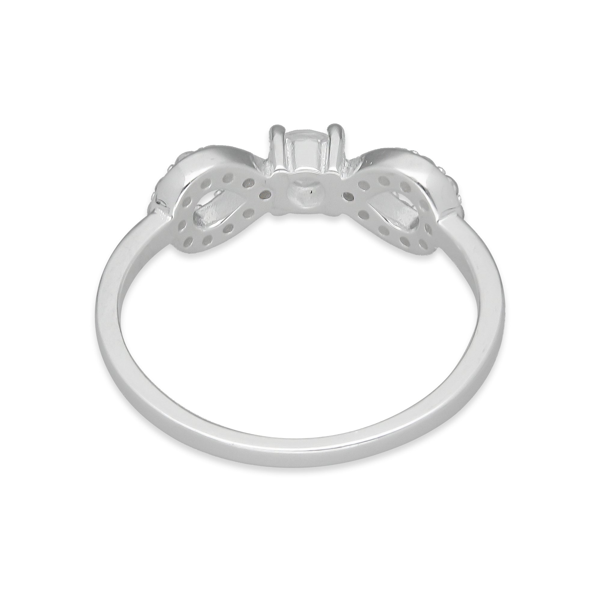 TMPAD008 Anillo de Infinito con Zirconia al Centro en Plata Fina.925