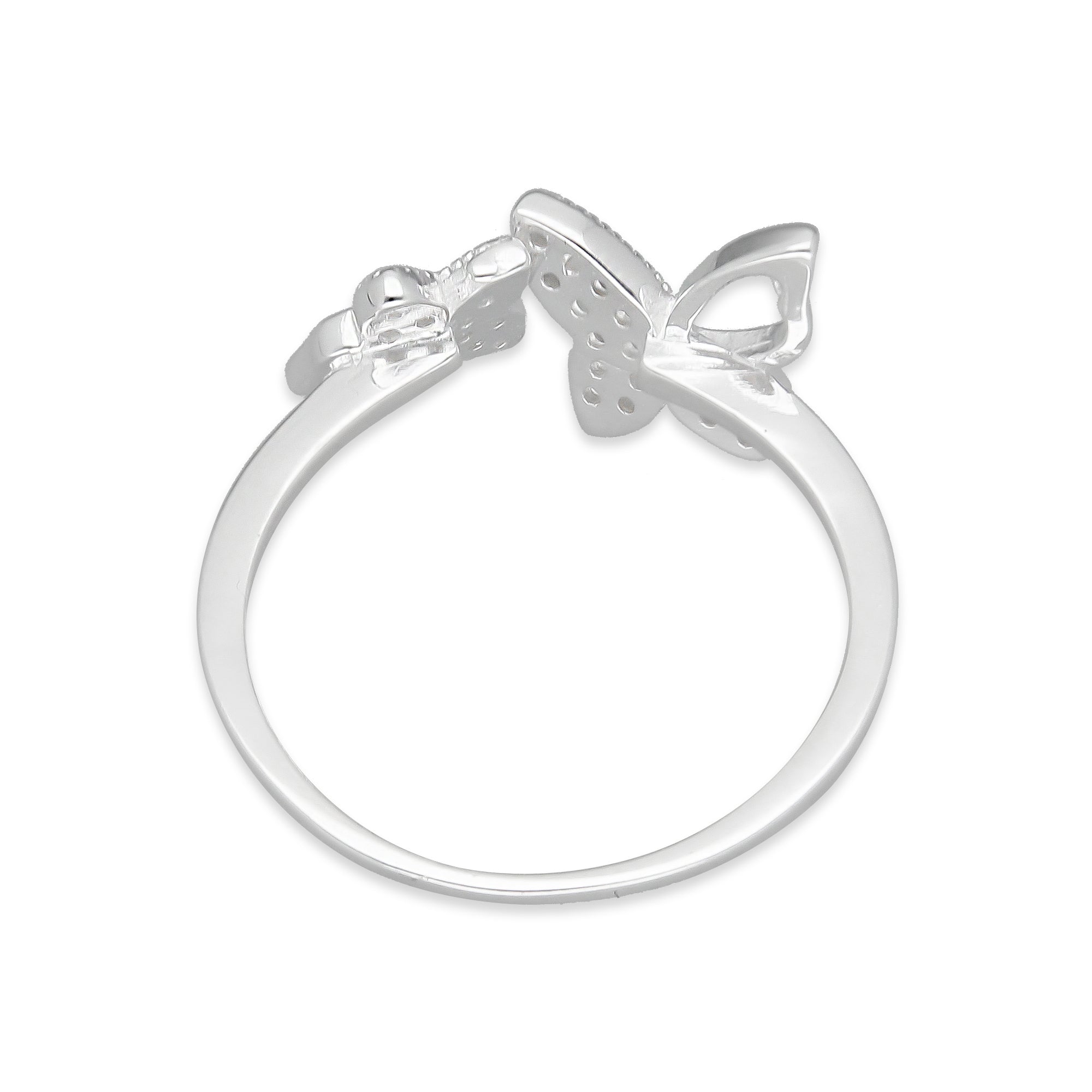 TMPAD012 Anillo Ajustable de Mariposa con Zirconia de Micropave en Plata Fina .925