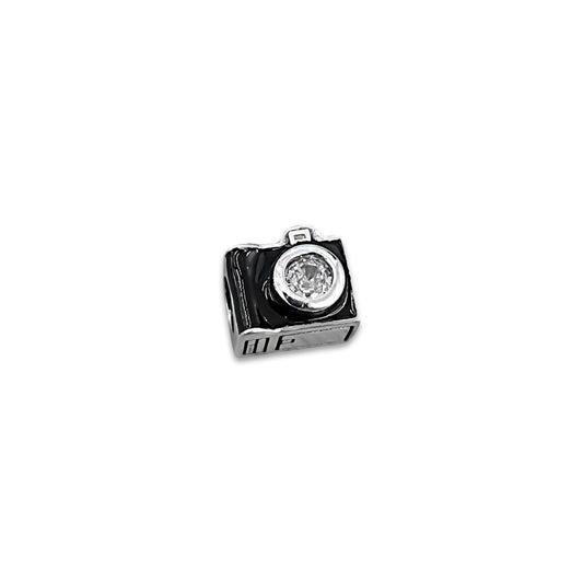 TMPCH003 Dije Charm Pand Camara Negra con Zirconia en Plata Fina .925