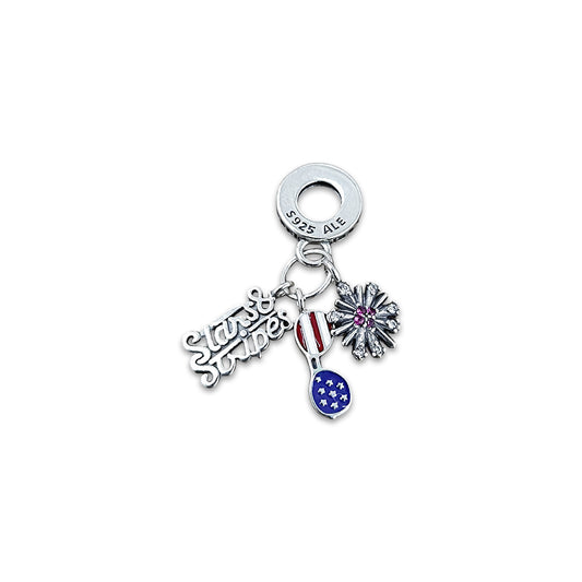 TMPCH004 Dije Charm Pand Stars & Stripers Lentes en Plata Fina .925