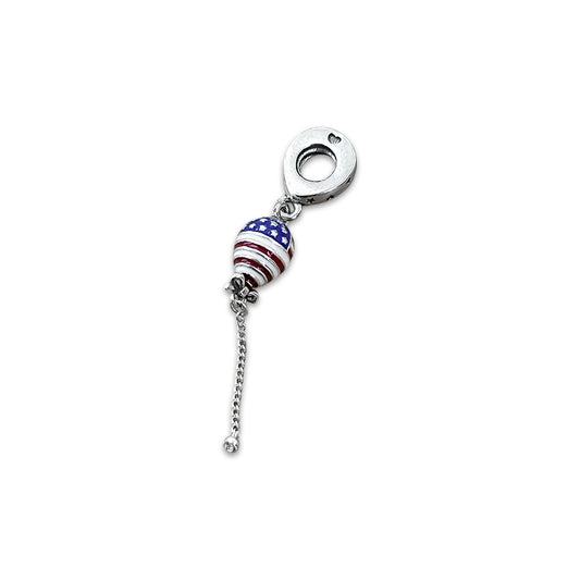 TMPCH006 Dije Charm Pand Globo USA Esmalte en Plata Fina .925