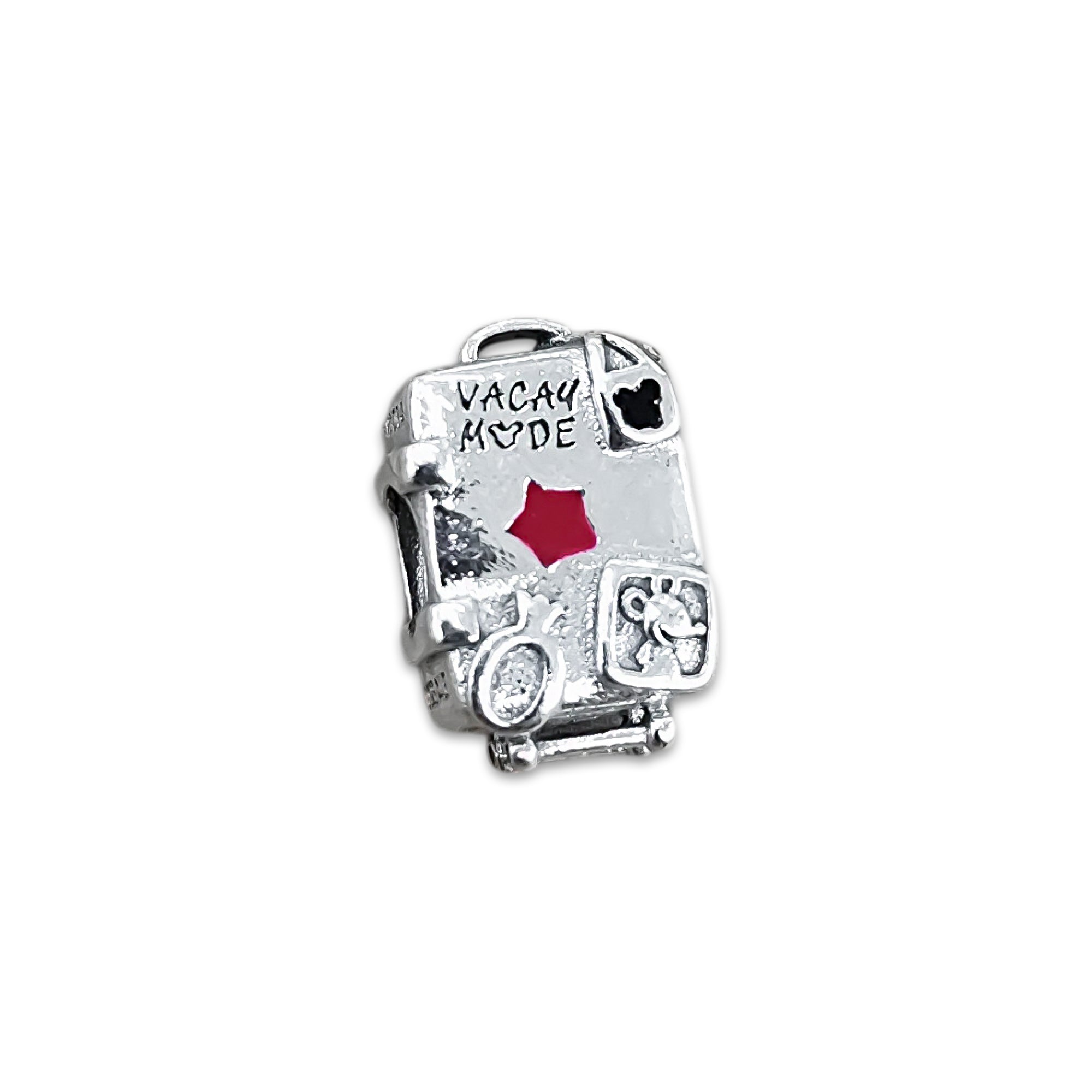 TMPCH008 Dije Charm Pand Maleta Vacay Mode en Plata Fina .925