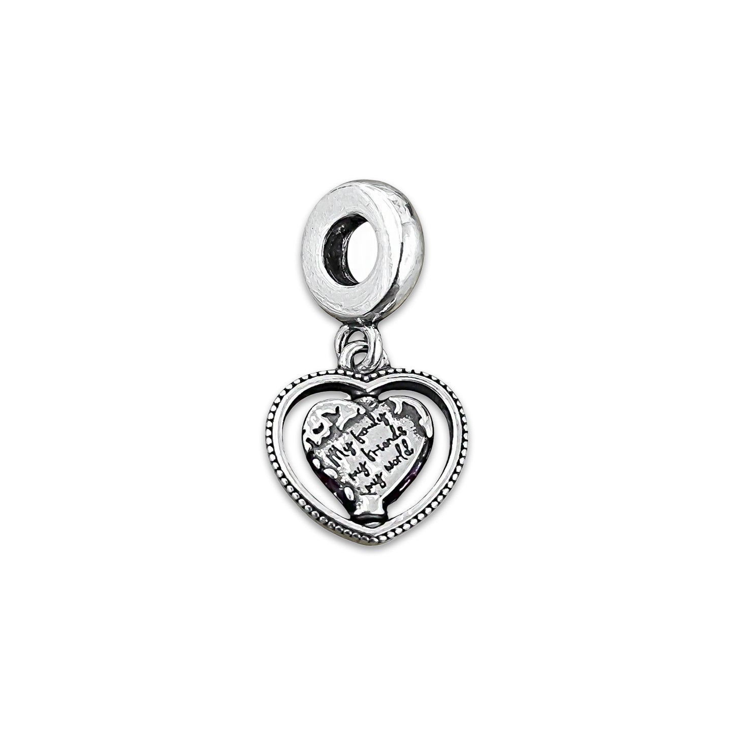 TMPCH010 Dije Charm Pand Corazón Family Friends World en Plata Fina .925