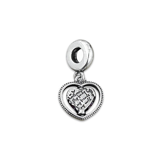 TMPCH010 Dije Charm Pand Corazón Family Friends World en Plata Fina .925