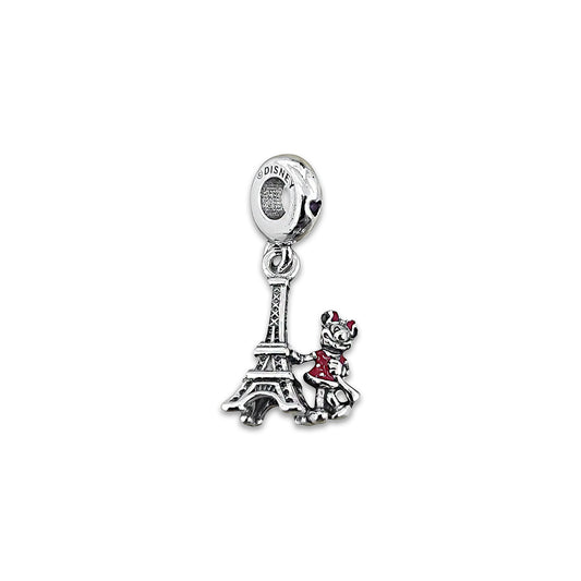TMPCH012 Dije Charm Pand Minnie y Torre Eiffel en Plata Fina .925