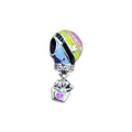 TMPCH018 Dije Charm Pand Globo Aerostático Multicolor Corazones en Plata Fina .925