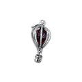 TMPCH020 Dije Charm Pand Globo Aerostático Piedra Redonda Roja en Plata Fina .925