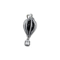 TMPCH022 Dije Charm Pand Globo Aerostático Piedra Redonda Negra en Plata Fina .925