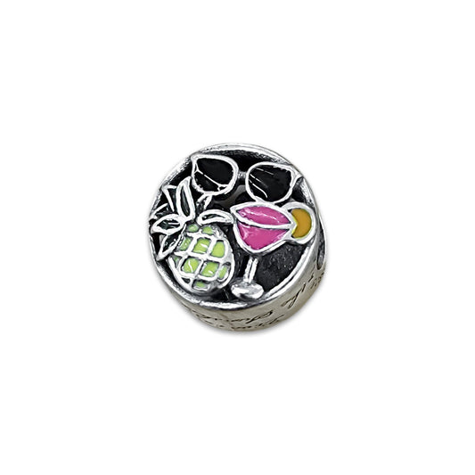 TMPCH026 Dije Charm Pand Circulo Piña Cocktail en Plata Fina .925