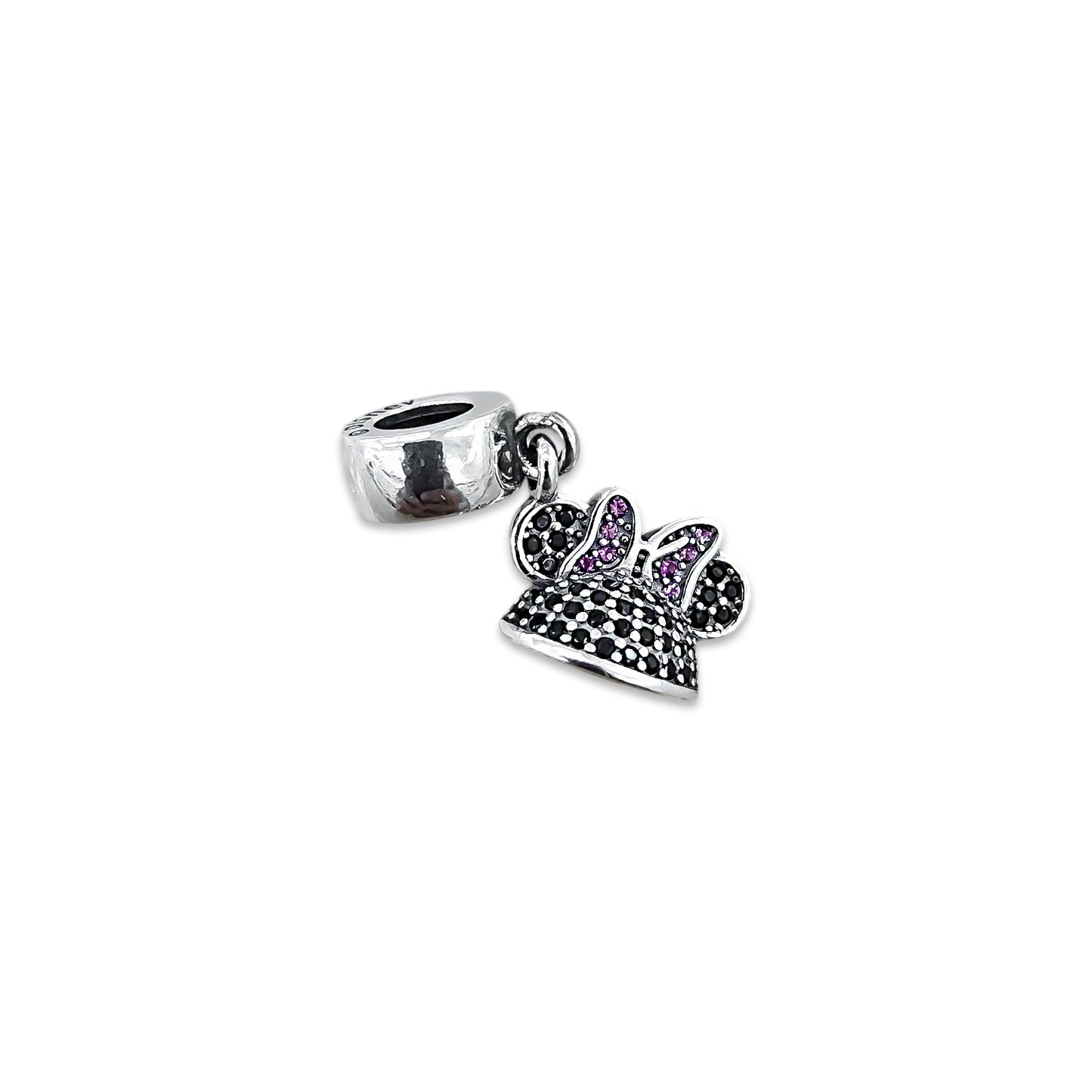 TMPCH032 Dije Charm Pand Gorrito Disney Minnie con ZIrconias en Plata Fina .925