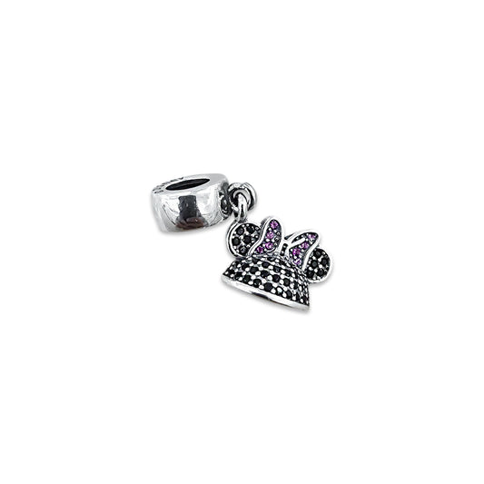TMPCH032 Dije Charm Pand Gorrito Disney Minnie con ZIrconias en Plata Fina .925