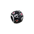 TMPCH033 Dije Charm Pand Bola de Fuego Esmalte Negro con Corazones en Plata Fina .925