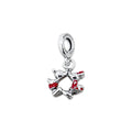 TMPCH034 Dije Charm Pand Mickey y Minnie 3D Kissing en Plata Fina .925