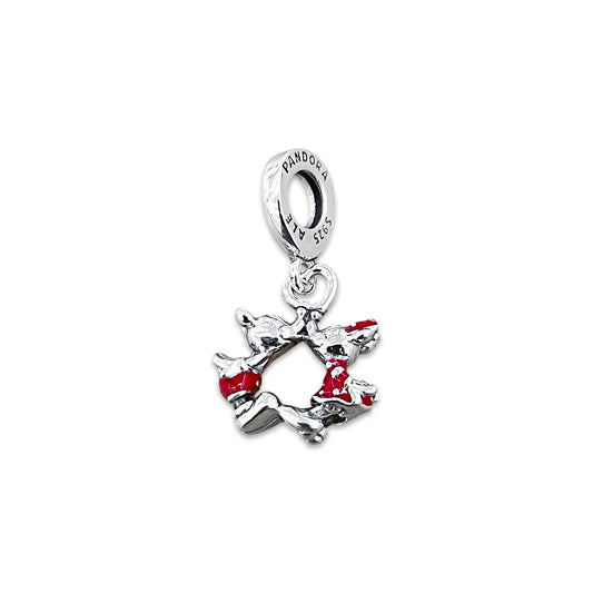 TMPCH034 Dije Charm Pand Mickey y Minnie 3D Kissing en Plata Fina .925