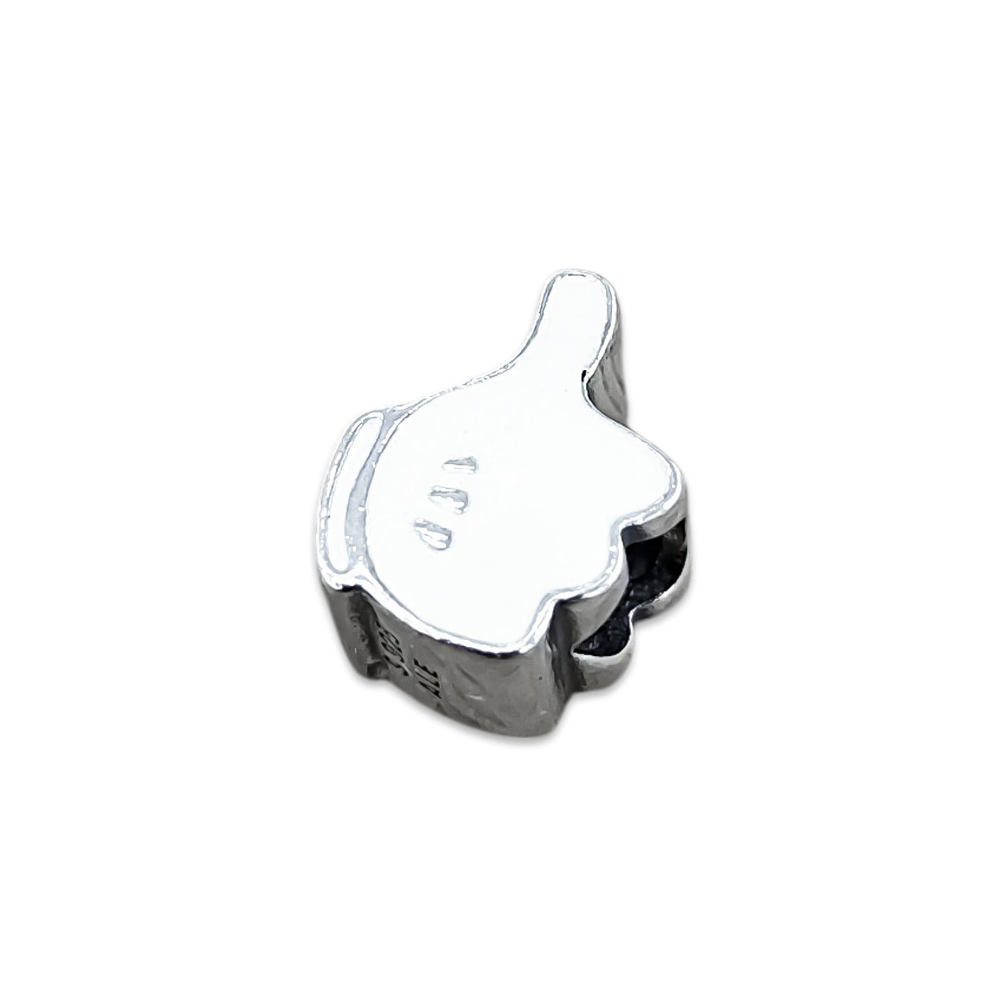 TMPCH039 Dije Charm Pand Guante MIckey Esmalte Blanco en Plata Fina .925