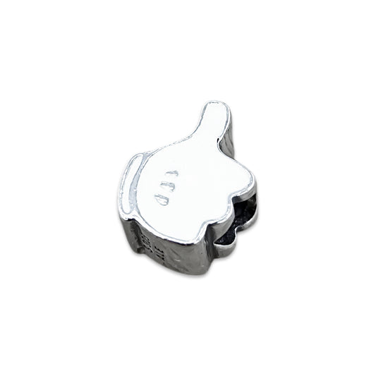 TMPCH039 Dije Charm Pand Guante MIckey Esmalte Blanco en Plata Fina .925