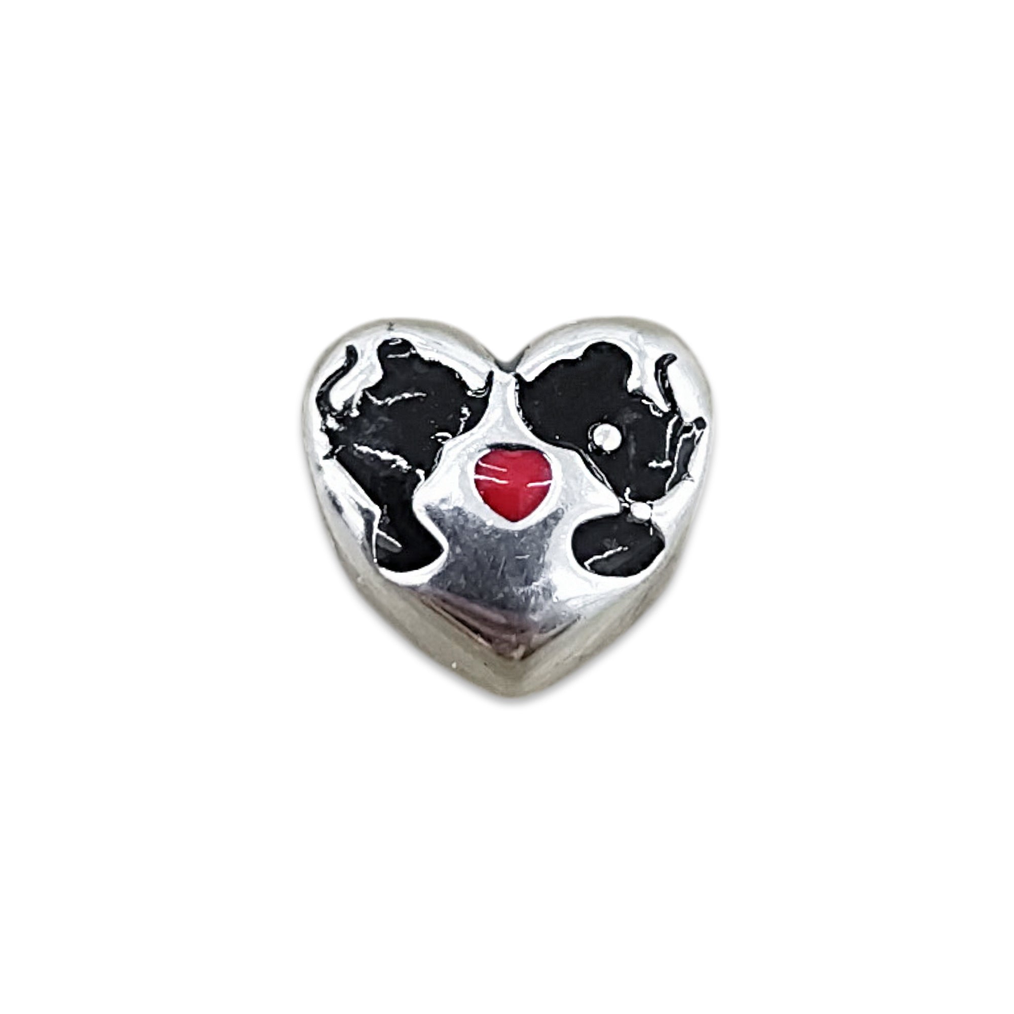 TMPCH046 Dije Charm Pand Corazón Bombeado Siluetas Kissing en Plata Fina .925