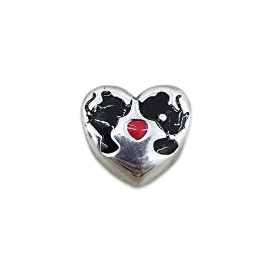 TMPCH046 Dije Charm Pand Corazón Bombeado Siluetas Kissing en Plata Fina .925
