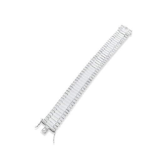 TMPPC002-21 Pulsera Caballero Modelo Rlx Clásica 2 cm de Ancho x 21 cm de Largo en Plata Fina .925